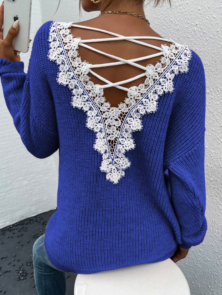 Backless V-Neck Sweater