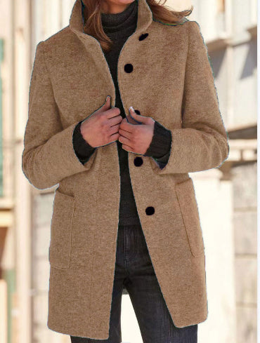 Stand Collar Woolen Coat