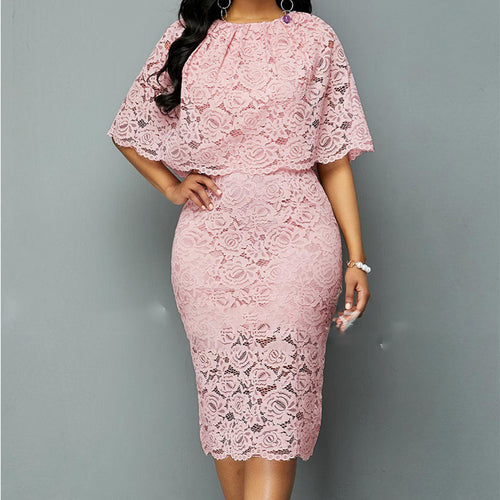 African Lace Plus Size Maxi Dress