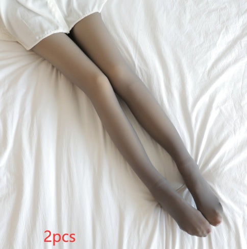 Fleece-Lined Sheer-Effect Winter Tights