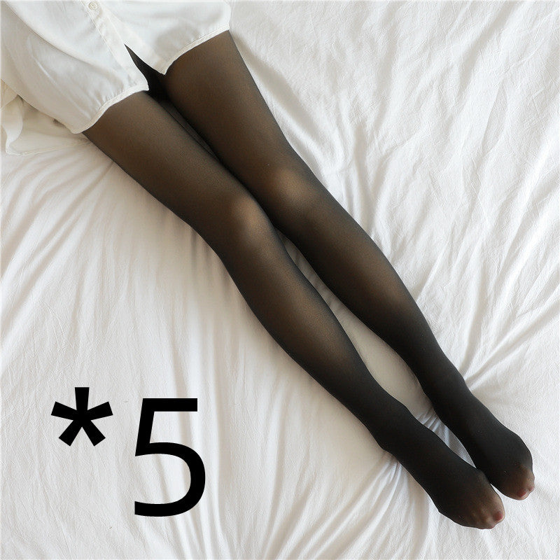 Fleece-Lined Sheer-Effect Winter Tights
