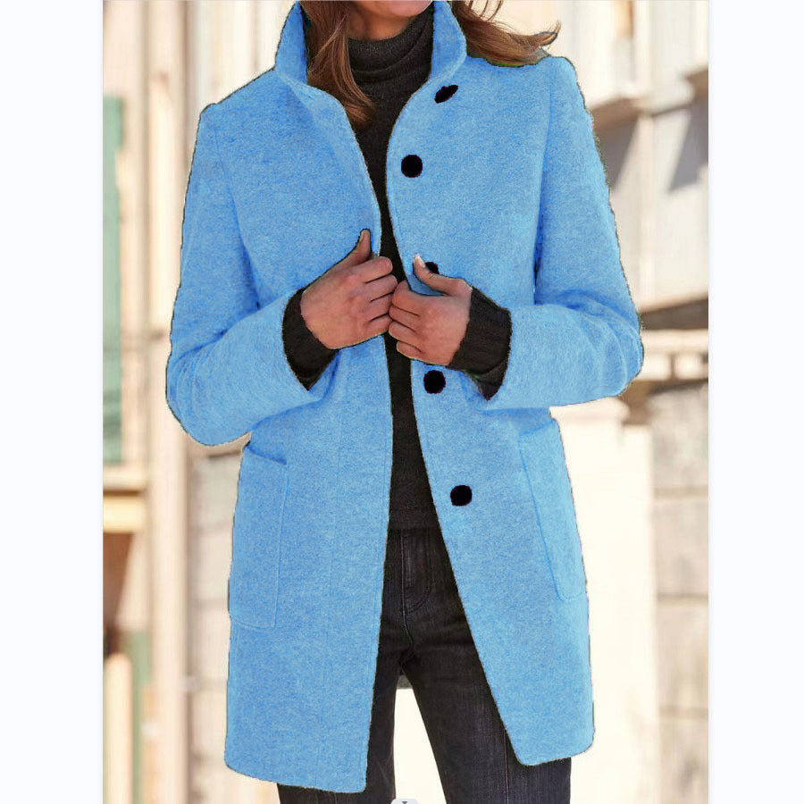 Stand Collar Woolen Coat
