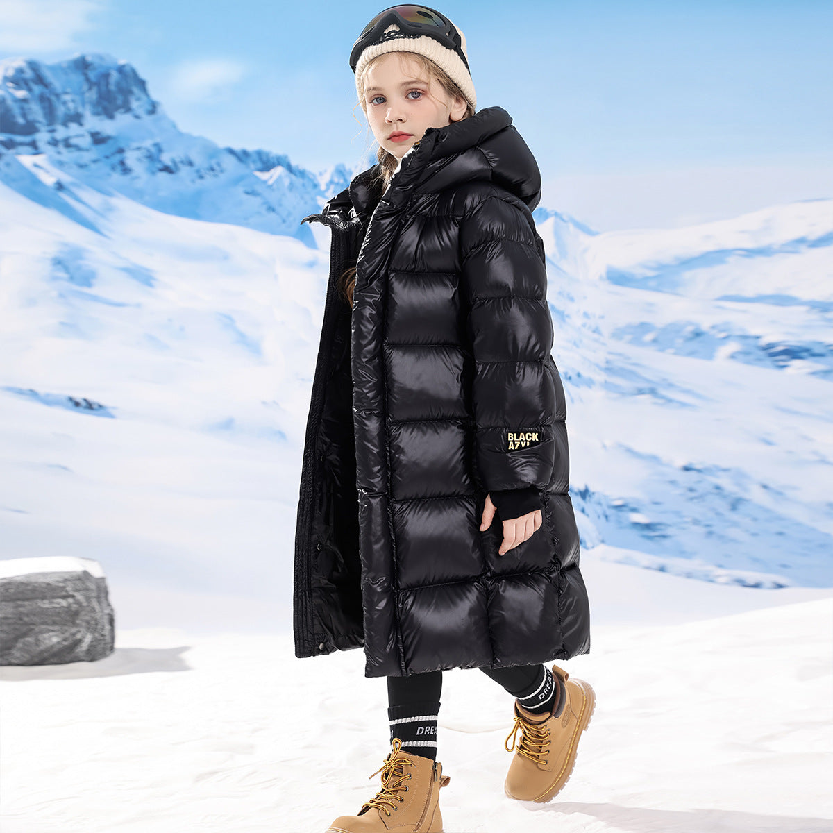 Girls' Long Hooded Puffer Coat