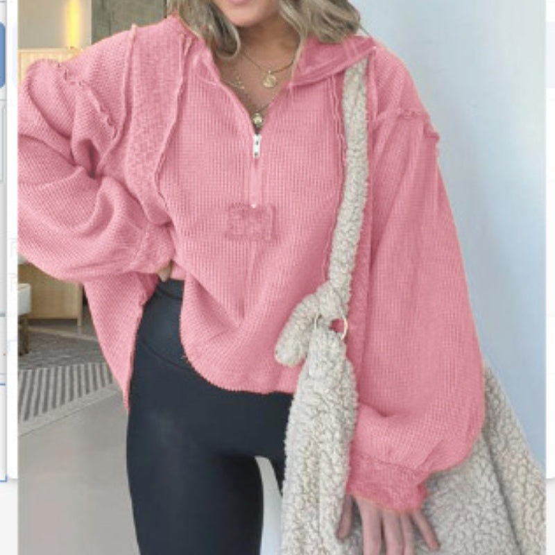 Cropped Frayed Sweater