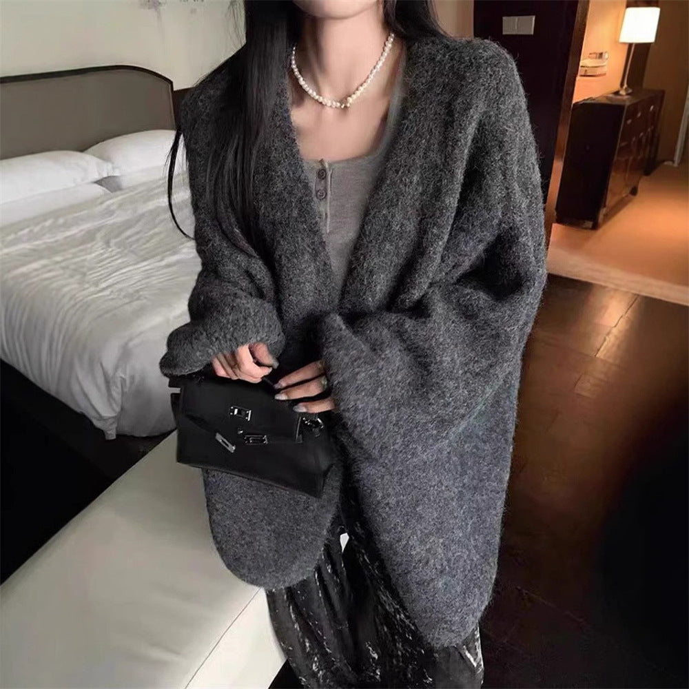 Plus Size Soft Knit Sweater Coat