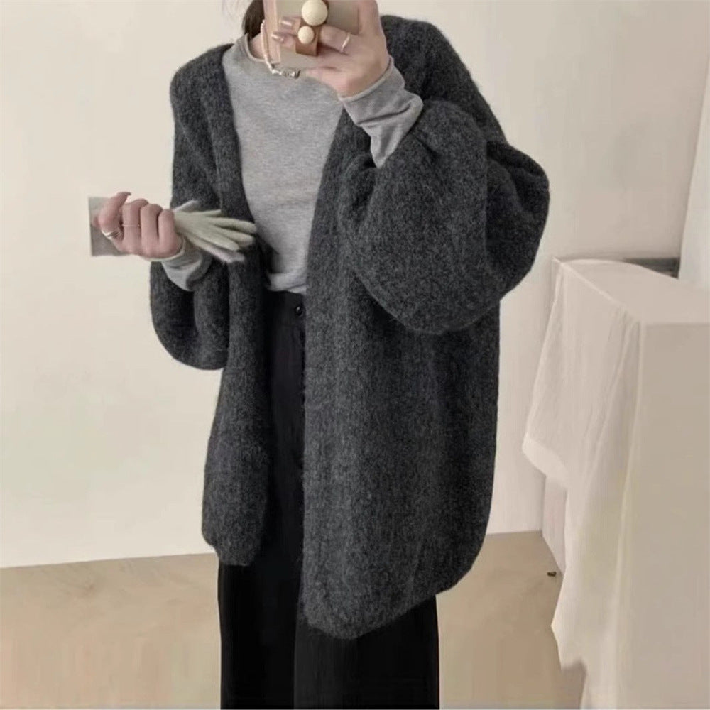 Plus Size Soft Knit Sweater Coat