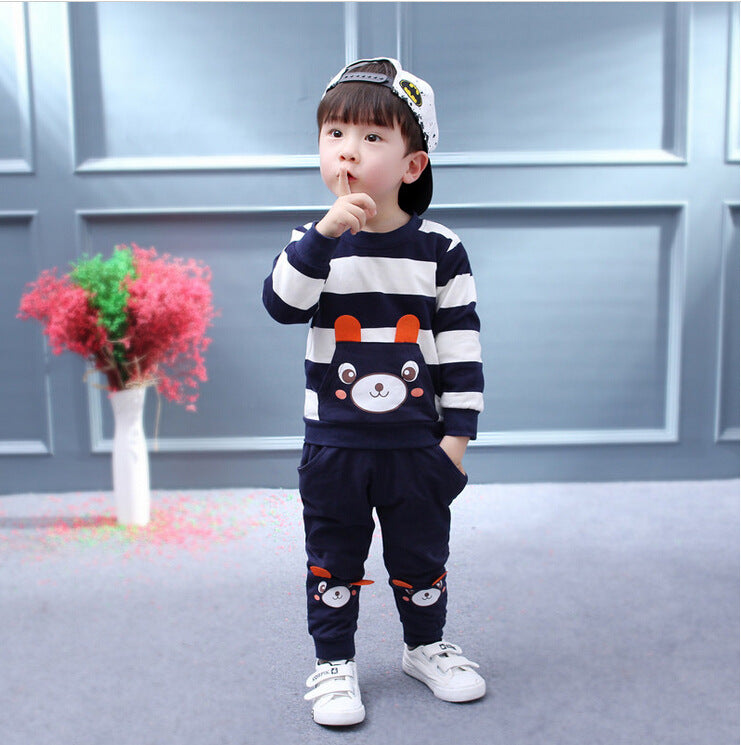 Kids' Bear Striped Sweater Set
