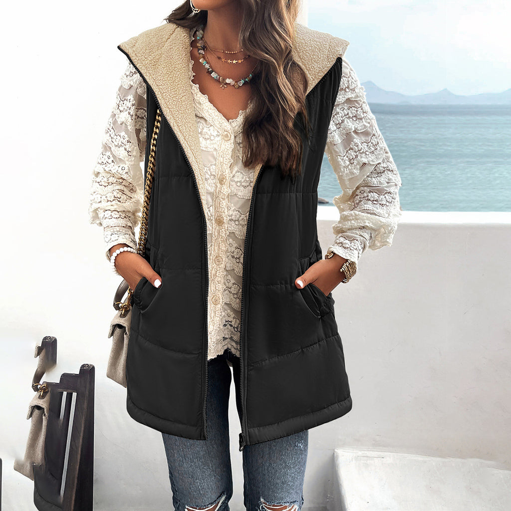 Hooded Mid-Length Puffer Vest