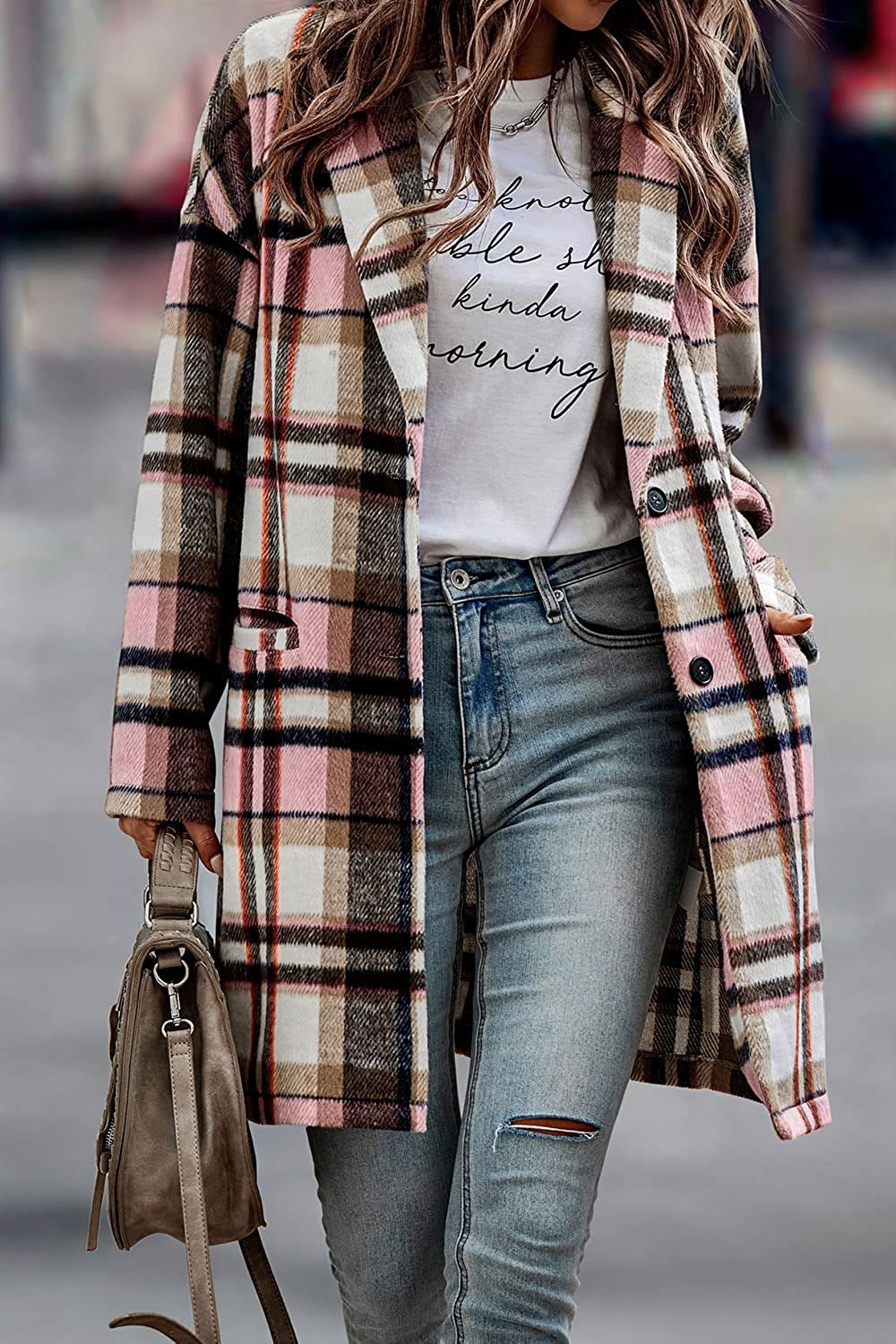 Long Plaid Wool Jacket
