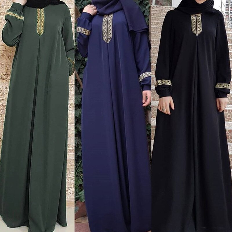 Plus Size Printed Abaya Maxi Dress