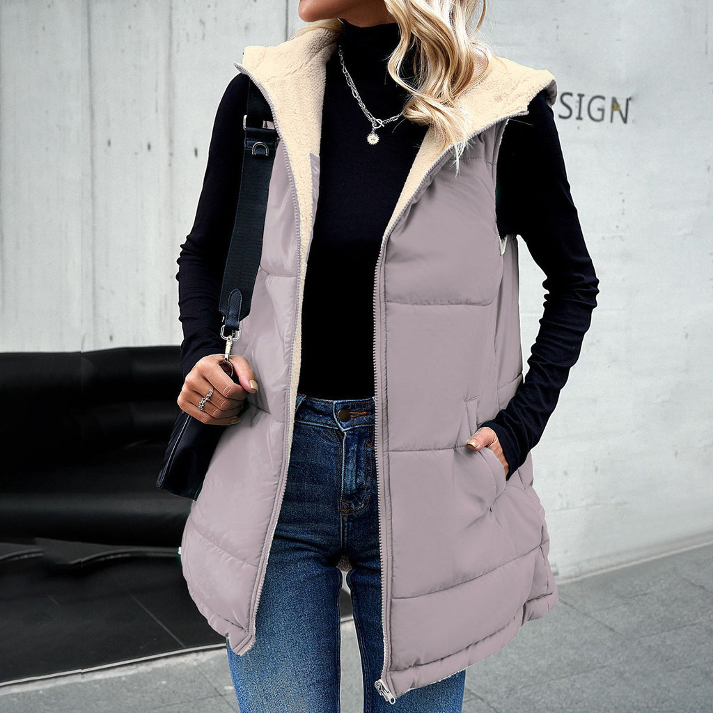 Hooded Mid-Length Puffer Vest