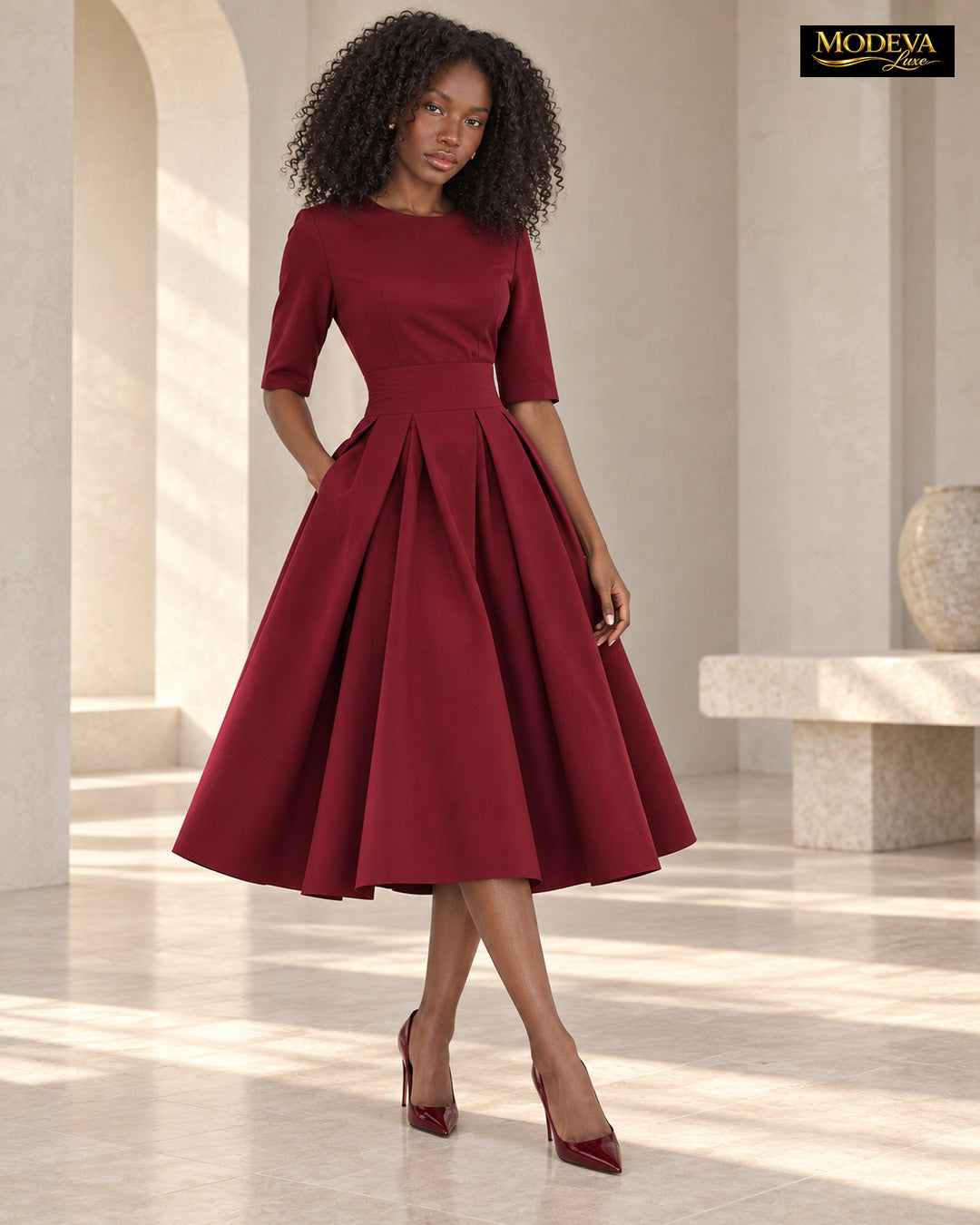 Fashionable Chic And Elegant High-Waisted Swing Dress