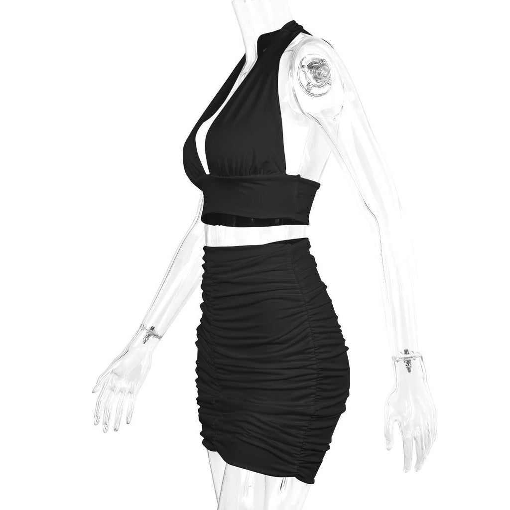 Halter Top & Pleated Skirt Set