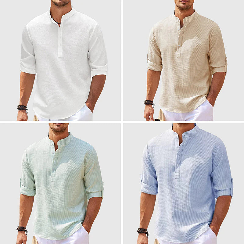 Men's Stand Collar Long Sleeve Shirt