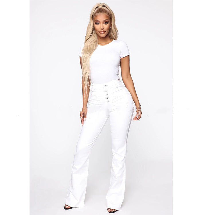 Plus Size High-Waist Patch Pocket Jeans