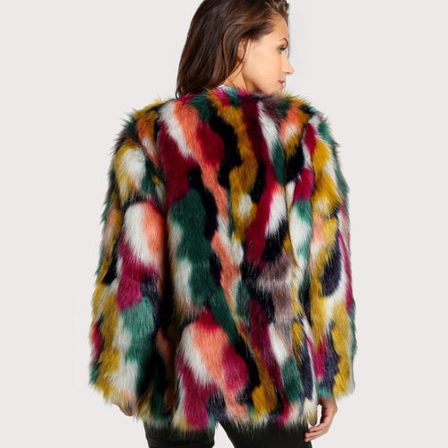 Colorful Faux Fur Coat