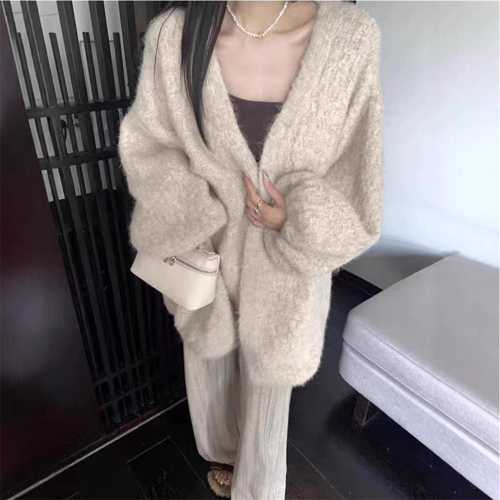 Plus Size Soft Knit Sweater Coat