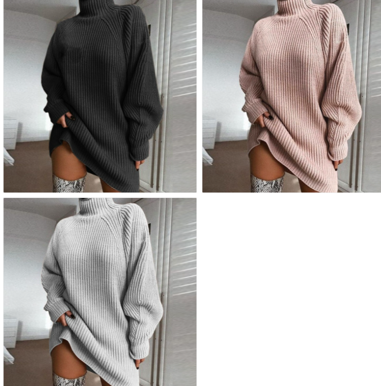 Turtleneck Long Sweater Dress