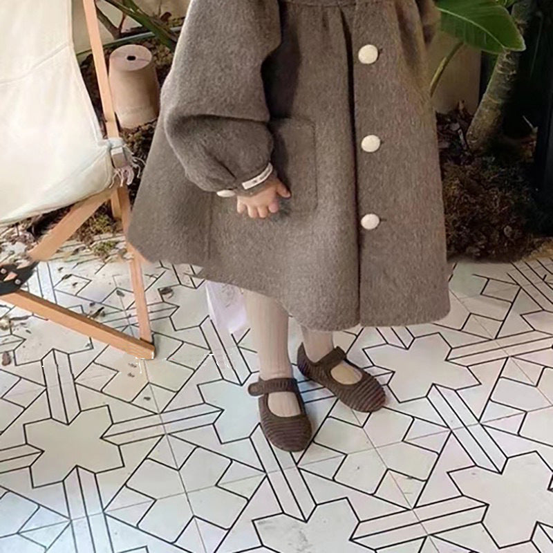 Girls' Doll Collar Wool Coat