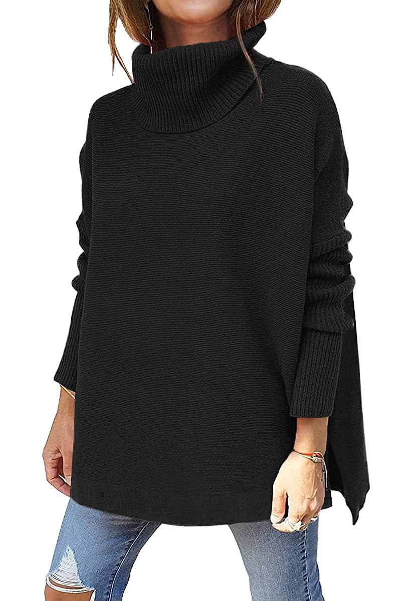 Batwing Turtleneck Tunic Sweater