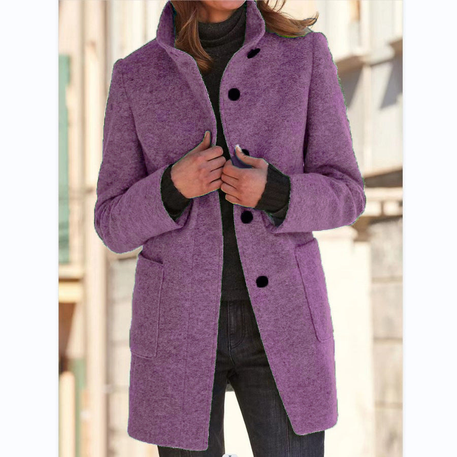 Stand Collar Woolen Coat