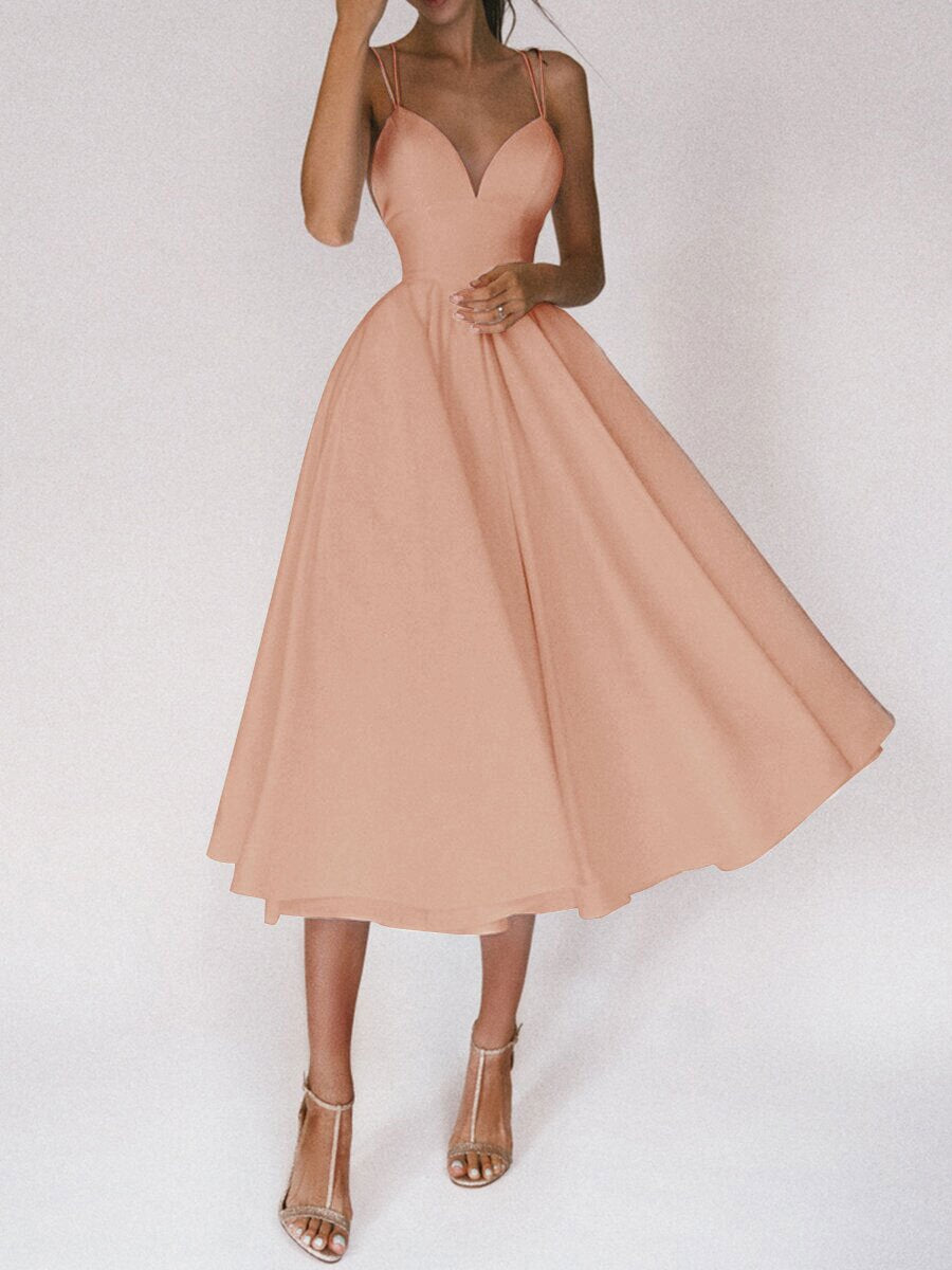 V-Neck A-Line Slip Maxi Dress