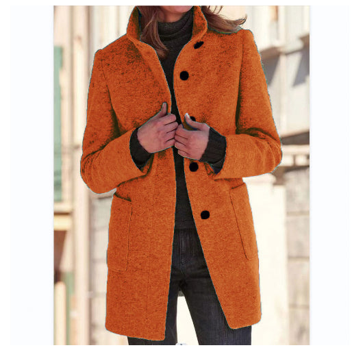 Stand Collar Woolen Coat