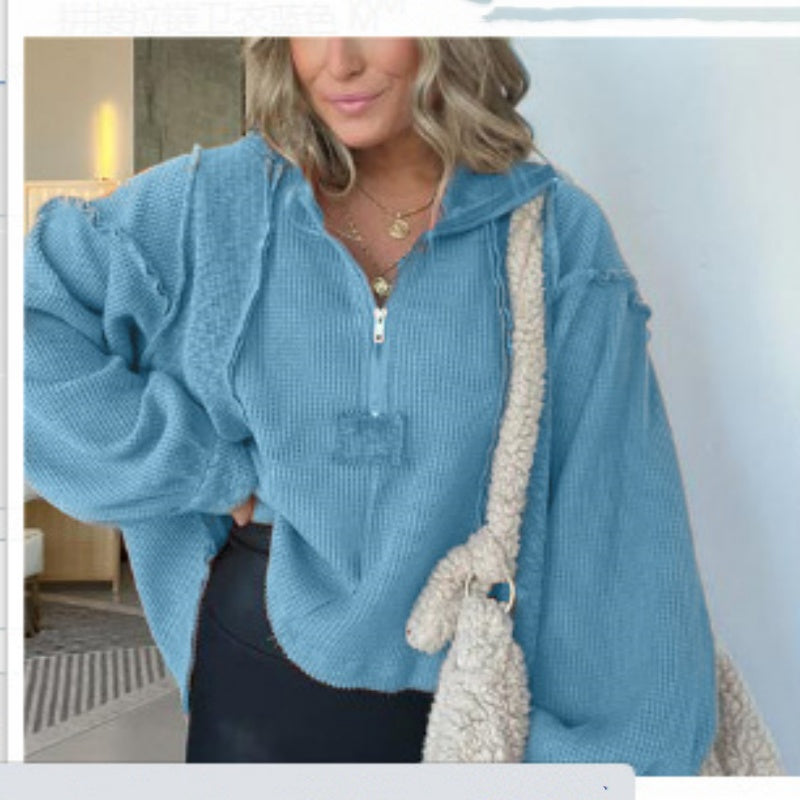 Cropped Frayed Sweater