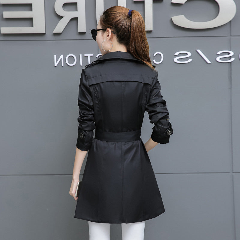 Plus Size Slim Mid-Length Trench Coat