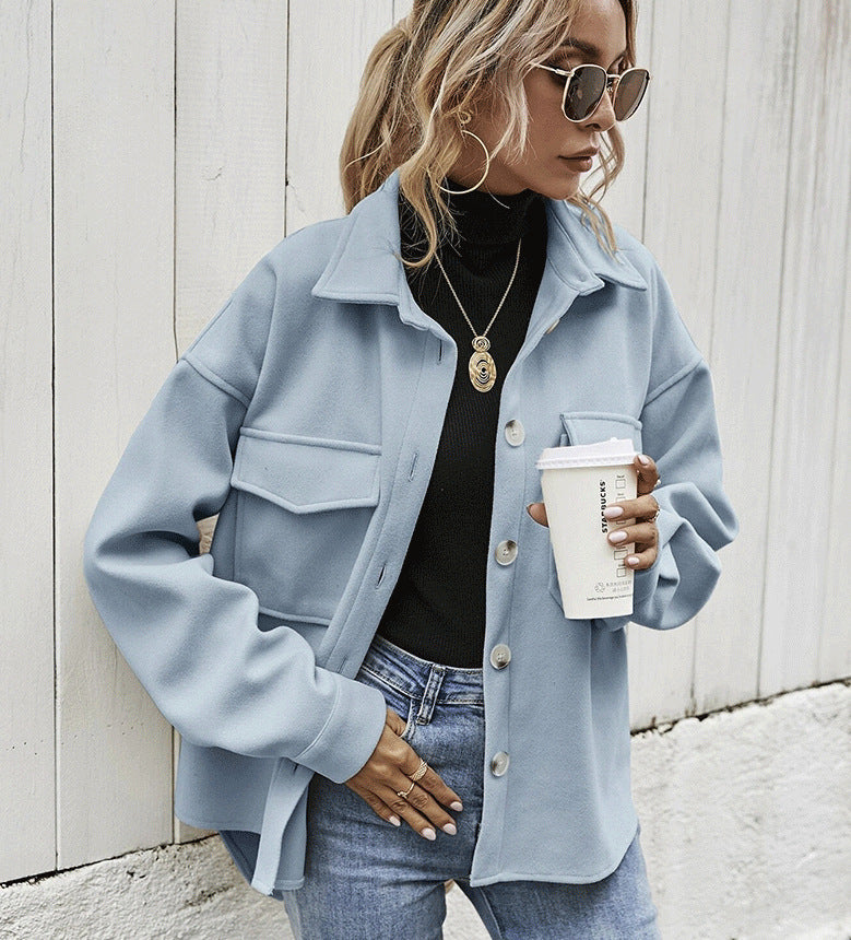 Short Lapel Wool Coat