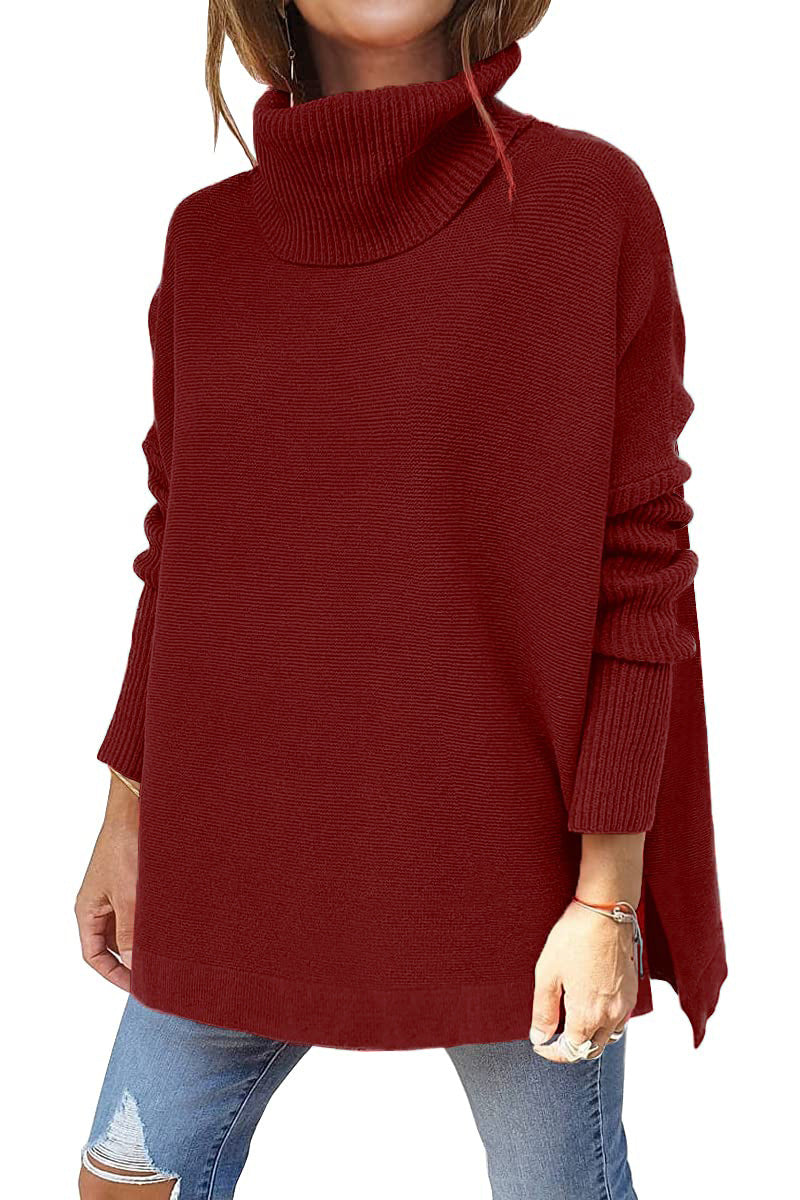Batwing Turtleneck Tunic Sweater