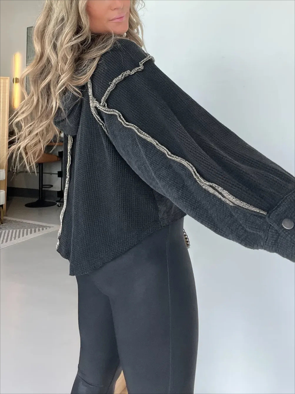 Cropped Frayed Sweater