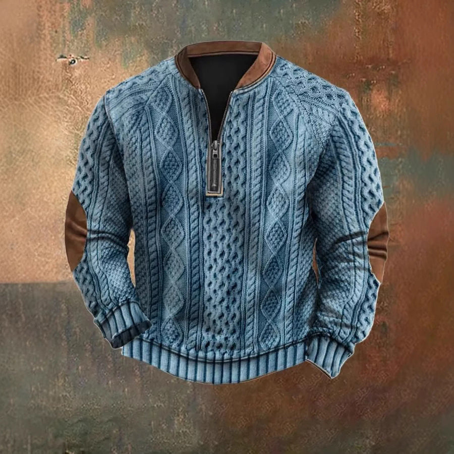 Men's Printed Half-Zip Sweater