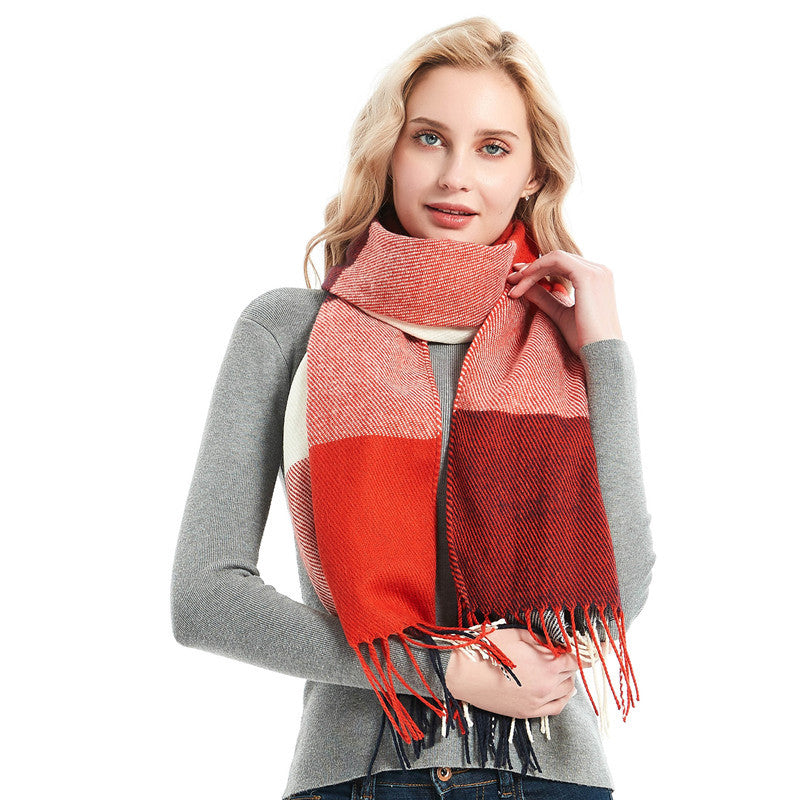 British-style Mens And Women's Couple Tassel Scarf With Large