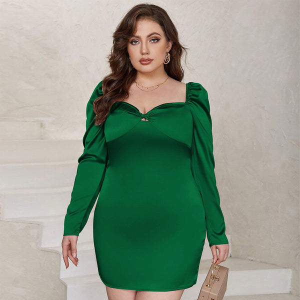 Plus Size Satin Sheath Dress