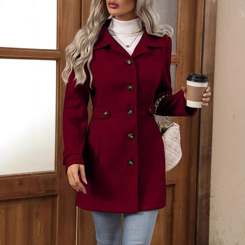 Plus Size Mid-Length Wool Coat