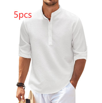 Men's Stand Collar Long Sleeve Shirt