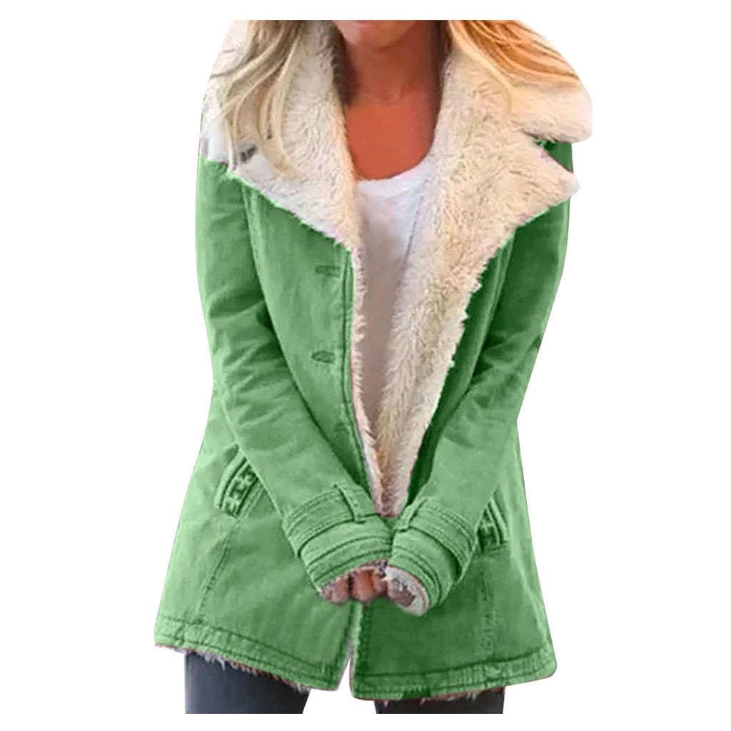 Plus Size Plush Lapel Coat