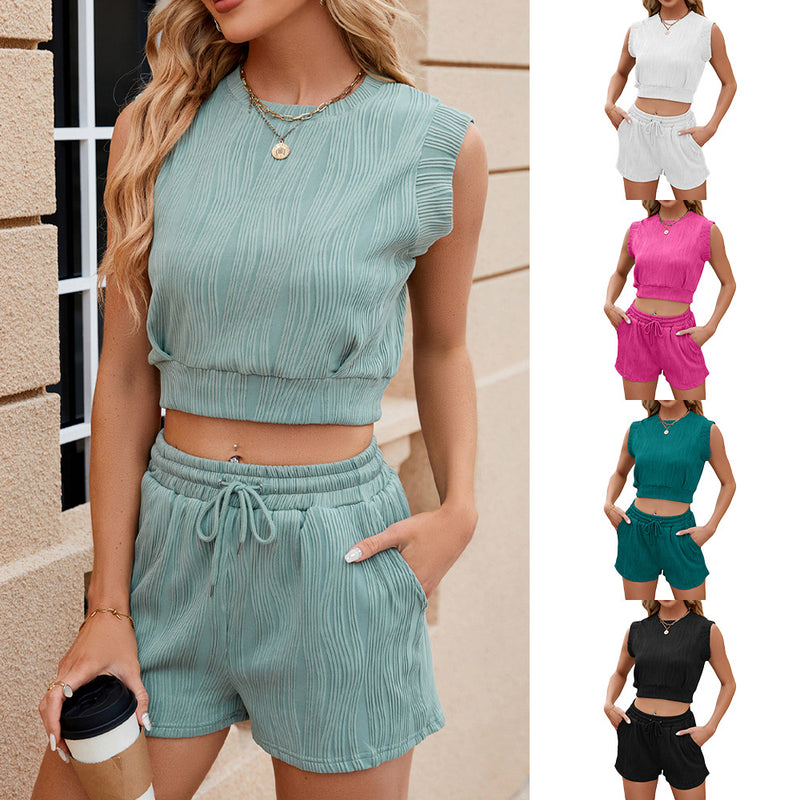 Sleeveless Drawstring Top & Shorts Set