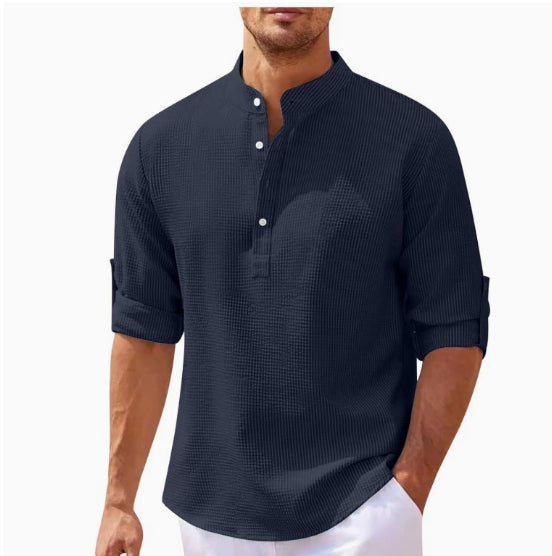Men's Stand Collar Long Sleeve Shirt