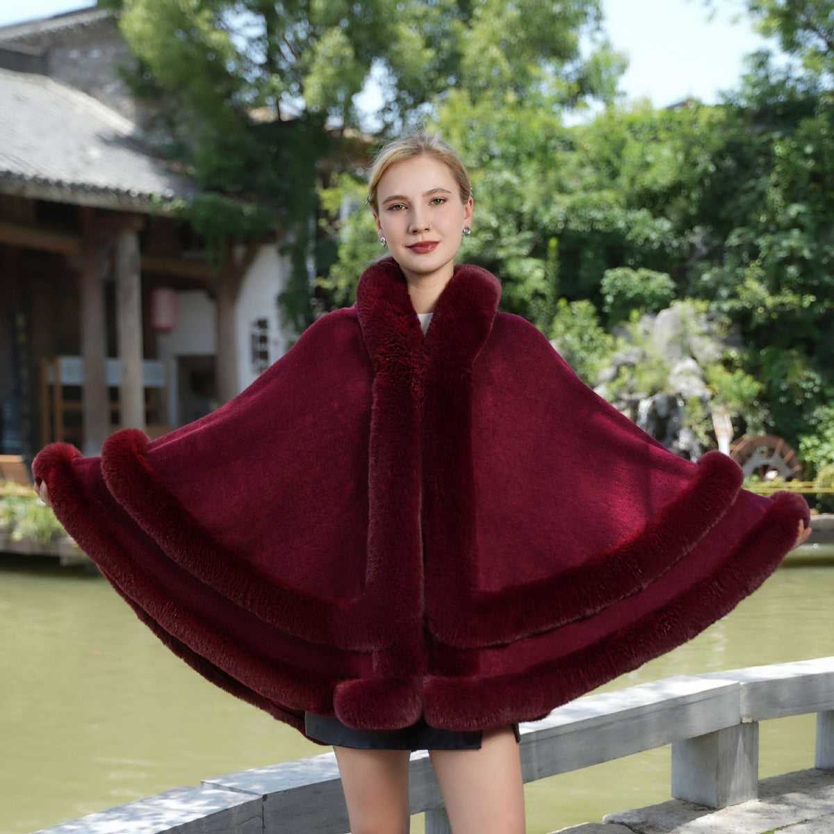 Plus Size Knit Cloak Coat