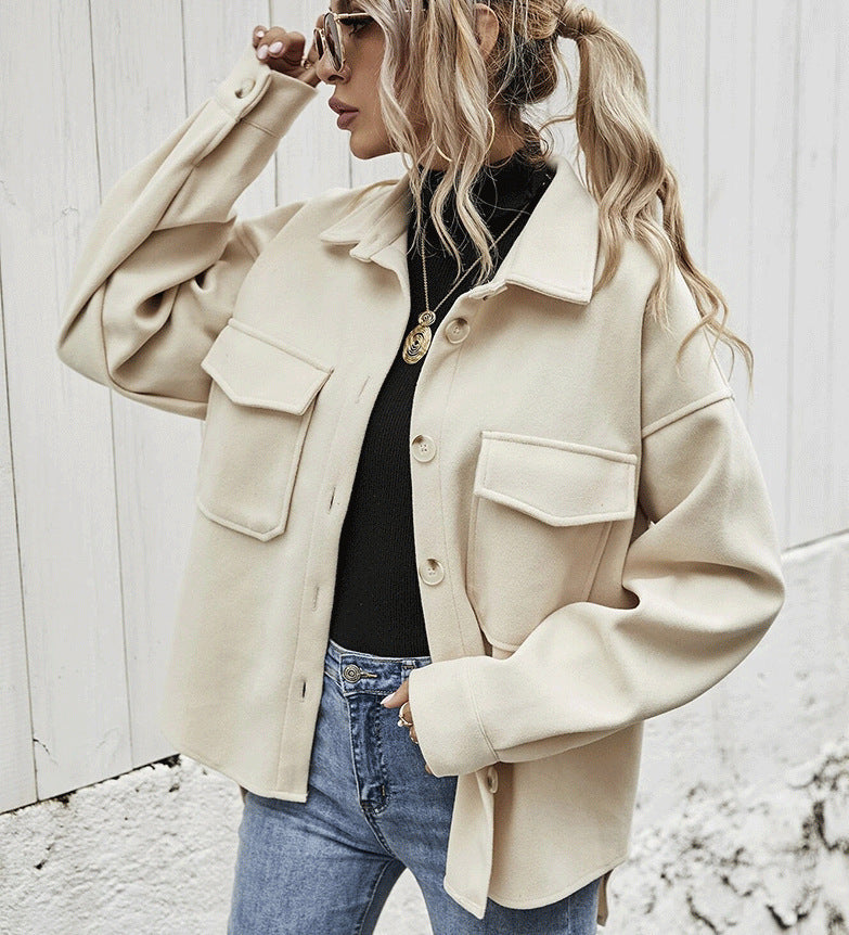 Short Lapel Wool Coat