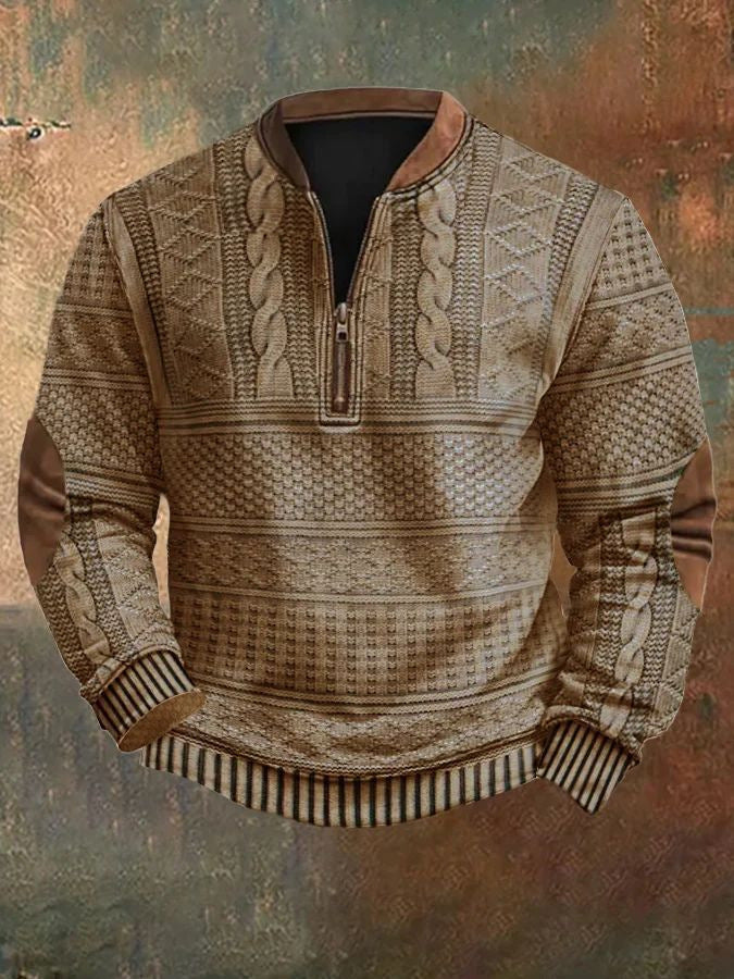Men's Printed Half-Zip Sweater