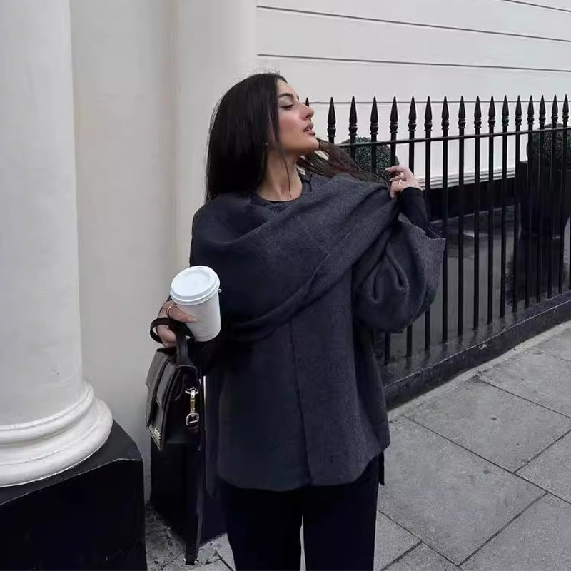 Knit Cardigan with Scarf