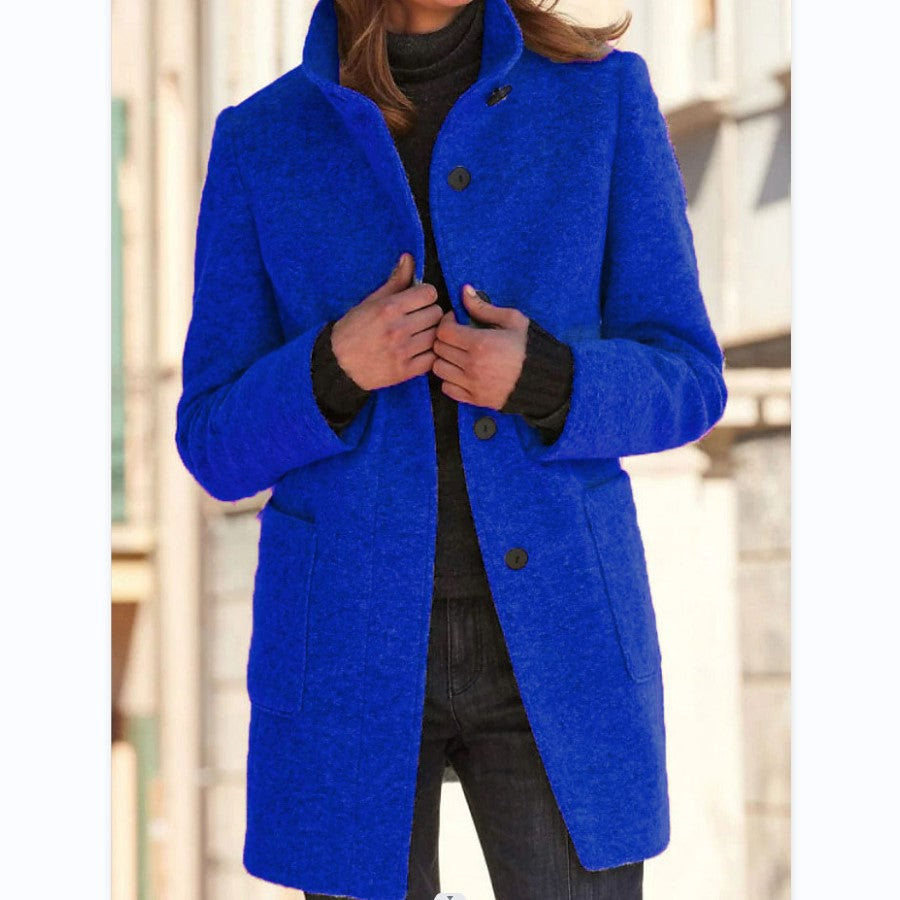 Stand Collar Woolen Coat
