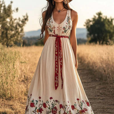 Printed Floral Womens Polyester Dress
