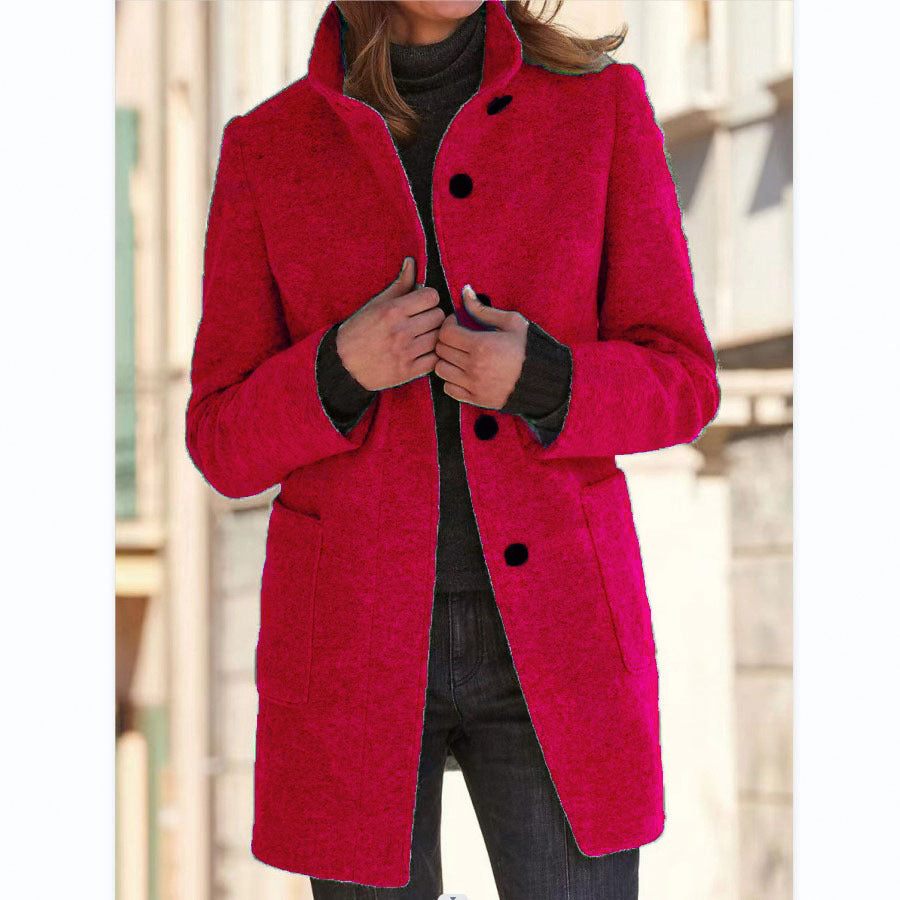 Stand Collar Woolen Coat