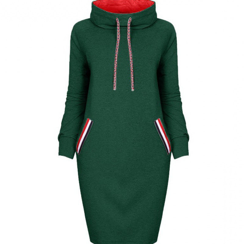 Plus Size High-Neck Long Sleeve Dress