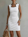 Comfortable Solid-Colored Sleeveless Dress