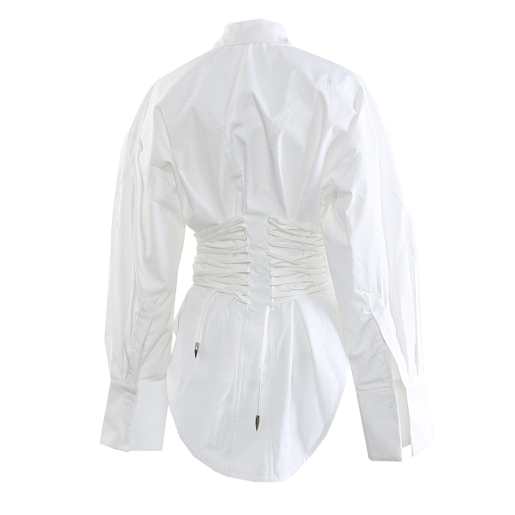 Slimming Stylish Drawstring Shirt Jacket That Accentuates The Waist